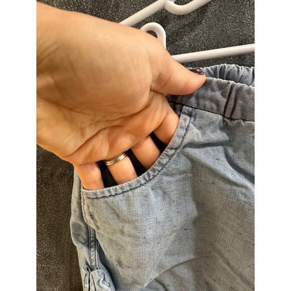 Hanna Andersson Chambray Denim Shorts Elastic Waist Pockets Size 140cm 10-12Y - Picture 3 of 7